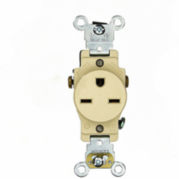 15 Amp Industrial Grade Self-Grounding Receptacle, 250 Volt, NEMA 6-15R, Ivory