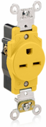 15 Amp Industrial Grade Single Receptacle Outlet, NEMA 6-15R, 250 Volt, Yellow
