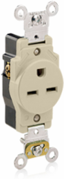 15 Amp Industrial Grade Self-Grounding Single Receptacle Outlet, NEMA 6-15R, Ivory