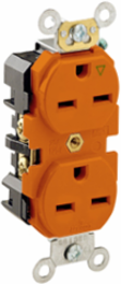 15A Isolated Ground Duplex Receptacle, Heavy-Duty, 250V, NEMA 6-15R, Orange
