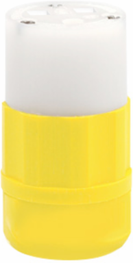 15 Amp Straight Blade Connector, NEMA 6-15R, Industrial Grade, Yellow-White