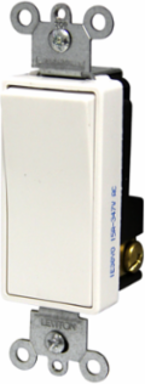 Decora Plus Single-Pole Rocker Switch, 15 Amp, 347 Volt AC, Self-Grounding, Commercial Grade