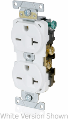 20 Amp Commercial Grade Duplex Receptacle Outlet, NEMA 6-20R, Self-Grounding