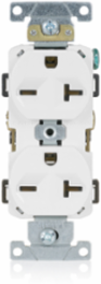 20 Amp Commercial Grade Duplex Receptacle Outlet, NEMA 6-20R, Self-Grounding