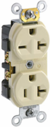 20 Amp Commercial Grade Duplex Receptacle, 125/250 Volt, Self-Grounding