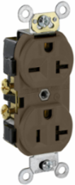 Commercial Grade 20 Amp Duplex Receptacle Outlet, Dual Voltage, Nylon Brown