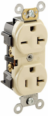 20 Amp Duplex Receptacle Outlet, Commercial Grade, 125/250 Volt, Self-Grounding