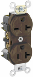 20 Amp Commercial Grade Duplex Receptacle, Dual Voltage 125/250 VAC, Self-Grounding