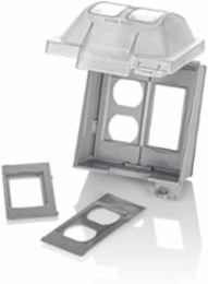 2-Gang Extra Duty While-In-Use Weather-Resistant Cover, Polycarbonate, Vertical, Clear