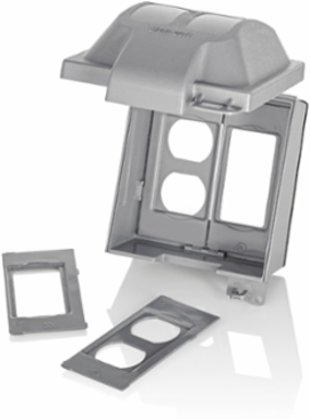 2-Gang Extra Duty Weather-Resistant Cover, Vertical, Polycarbonate, Gray
