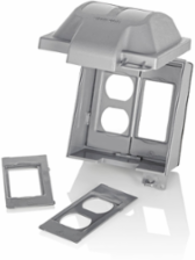 2-Gang Extra Duty Weather-Resistant Cover, Vertical, Polycarbonate, Gray