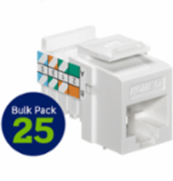 HOME 5E Snap-In Jack, T568A/B Wiring, White, Bulk Pack (25)