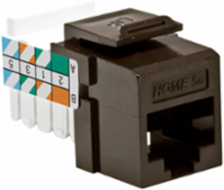 HOME 5E Snap-In Jack, T568A/B Wiring, Brown for Gigabit Ethernet