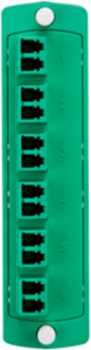 SDX Precision Molded Fiber Adapter Plate (GREEN), Single-mode/APC OS1/2, Duplex LC, 12 fibers, Zirconia Ceramic Sleeve