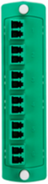 SDX Precision Molded Fiber Adapter Plate (GREEN), Single-mode/APC OS1/2, Duplex LC, 12 fibers, Zirconia Ceramic Sleeve