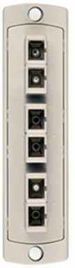 SDX Fiber Adapter Plate, Beige, 62.5/125um Multimode OM1, Duplex SC, 6 Fibers, Zirconia Sleeve