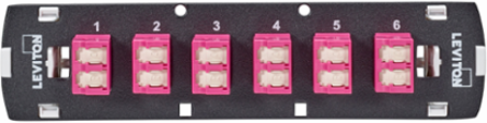 SDX Shuttered LC Fiber Adapter Plate, OM4, Duplex LC (Heather Violet), 12 Fibers, Zirconia Ceramic Sleeve