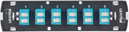 SDX Shuttered LC Fiber Adapter Plate, OM3/OM4, Duplex LC (Aqua), 12 Fibers, Zirconia Ceramic Sleeve