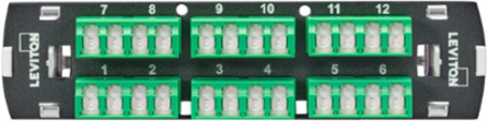 SDX Shuttered LC Fiber Adapter Plate, OS2, Quad LC/APC (Green), 24 Fibers, Zirconia Ceramic Sleeve