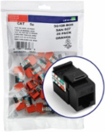 GIGAMAX Cat 5e QUICKPORT Jack, 25-Pack, Black, Unshielded, Punchdown