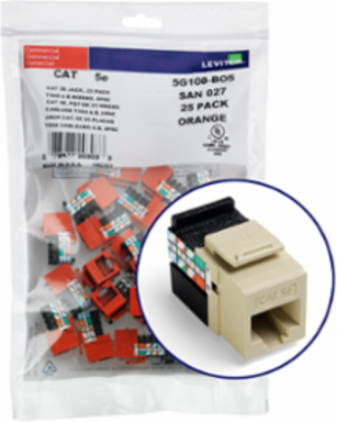 GIGAMAX Cat 5e QUICKPORT Jack 25-Pack, Ivory, Punchdown, Unshielded