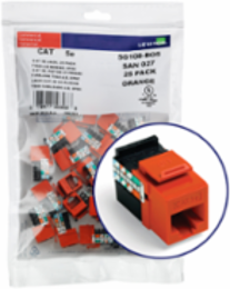 GIGAMAX Cat 5e UTP QUICKPORT Jack, 25-Pack, Orange, Punchdown Connection