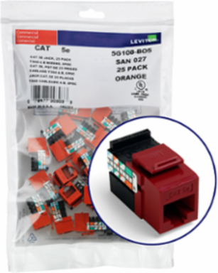 GIGAMAX Cat 5e QUICKPORT Jack 25-Pack, Red, Unshielded, Punchdown