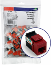 GIGAMAX Cat 5e QUICKPORT Jack 25-Pack, Red, Unshielded, Punchdown