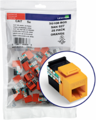 GIGAMAX Cat 5e QUICKPORT Jack QUICKPACK 25-Pack, Yellow, Punchdown Termination