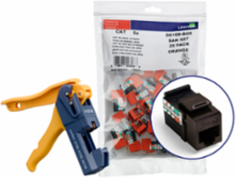 GIGAMAX Cat 5e QUICKPORT Jack, 150-Pack, Brown, Punchdown Termination