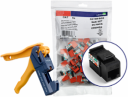 GIGAMAX Cat 5e QUICKPORT Jack, 150-Pack, Black, Punchdown Termination