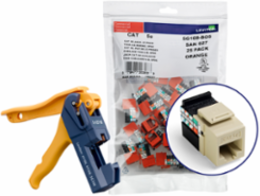 GIGAMAX Cat 5e QUICKPORT Jack, Ivory, 150-Pack with JackRapid Tool