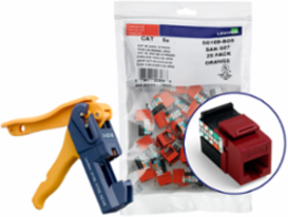 GIGAMAX Cat 5e QUICKPORT Jack, 150-Pack, Dark Red, Unshielded, Punchdown