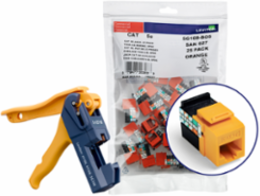GIGAMAX Cat 5e QUICKPORT Jack, Yellow, Punchdown, 150-Pack with Tool