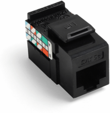 GIGAMAX Cat 5e QUICKPORT Jack, Black, Unshielded, Narrow Design, UL Certified