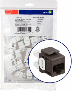EXTREME Cat 5e QUICKPORT Jack 25-Pack, Brown, Punchdown Termination