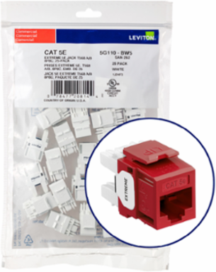 EXTREME Cat 5e QUICKPORT Jack 25-Pack, Unshielded, Red