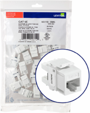 EXTREME Cat 5e QUICKPORT Jack 25-Pack, White, Punchdown, Unshielded