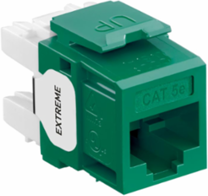 EXTREME Cat 5e QUICKPORT Jack, 180-Degree Green UTP, Punchdown Termination