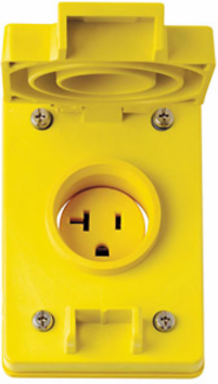 Wetguard Watertight Flip Lid Single Receptacle, 20A 125V NEMA 5-20R, Yellow