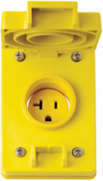 Wetguard Watertight Flip Lid Single Receptacle, 20A 125V NEMA 5-20R, Yellow