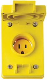 Wetguard Watertight Flip Lid Receptacle, 15A 125V, Nickel-Plated Brass, Yellow