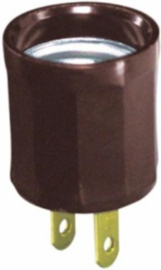 15 Amp 660 Watt Indoor Lampholder Adapter, Brown, Non-Grounded, 125 Volt
