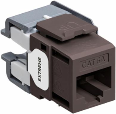 EXTREME Cat 6A QUICKPORT Jack, Punchdown Termination, Unshielded, Brown