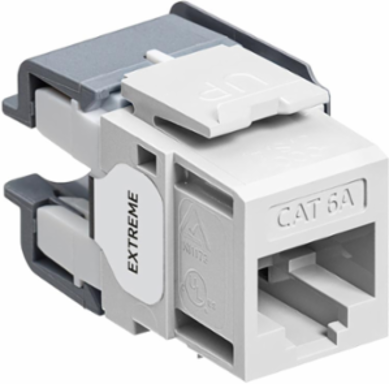 EXTREME Cat 6A QUICKPORT Jack, Unshielded, White, Punchdown Termination