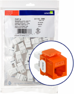 EXTREME Cat 6 QUICKPORT Jack - 25-Pack, Orange, Punchdown, Unshielded