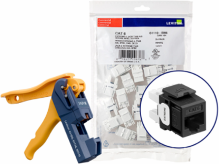 150 EXTREME™ Cat 6 QUICKPORT™ Jacks, Black, 180-Degree Punchdown, Bulk 150-Pack
