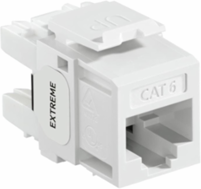 EXTREME Cat 6 QUICKPORT Jack, White, 180-Degree Configuration, Punchdown Termination