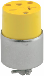 20 Amp NEMA 6-20R Armored Connector, 250 Volt, 2-Pole, 3-Wire, Steel Body