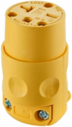 20 Amp NEMA 6-20R Grounding Connector, Yellow, PVC Body, 250 Volt